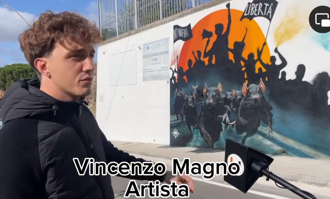 Leonforte. Vincenzo Magno realizza un murales che rappresenta i giovani che si oppongono ai comportamenti malavitosi.