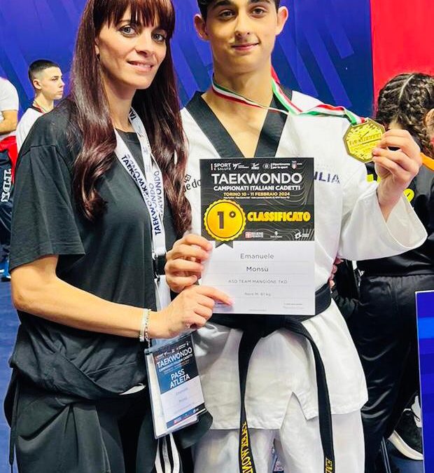 Taekwondo a Leonforte, il 14enne Emanuele Monsù del Team Mangione medaglia d’oro ai campionati italiani di Torino