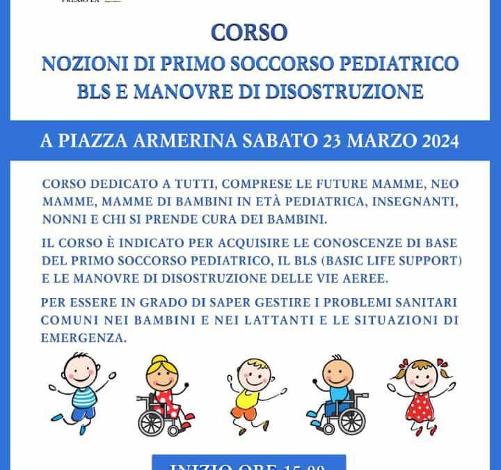 Primo soccorso pediatrico, sabato prossimo il corso BLS a Piazza Armerina