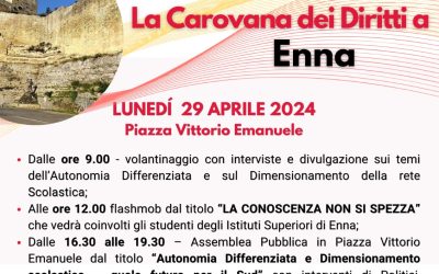 Il camper della Carovana Flc Cgil contro l’autonomia differenziata il 29 aprile a Enna