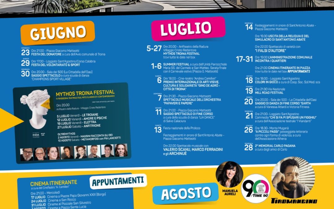 Cultura, arte e divertimento: ecco il cartello dell’estate troinese