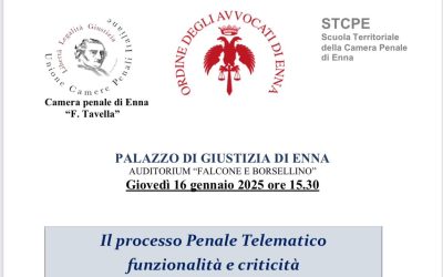 Enna, il 16 gennaio evento sul processo penale telematico